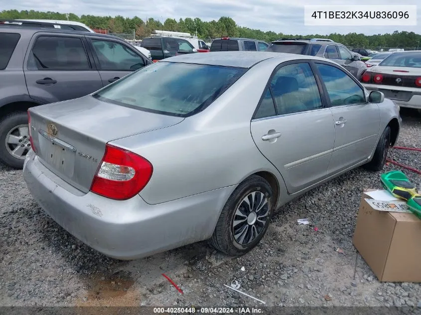 2004 Toyota Camry Le VIN: 4T1BE32K34U836096 Lot: 40250448