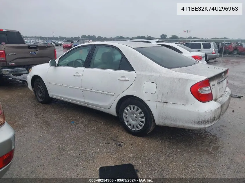 2004 Toyota Camry Le VIN: 4T1BE32K74U296963 Lot: 40254906