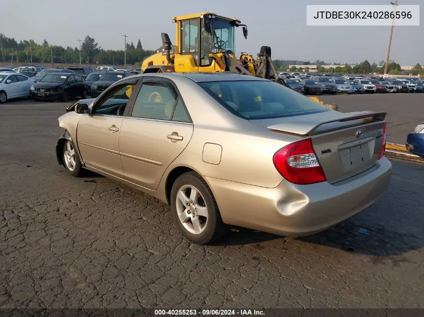 2004 Toyota Camry Se VIN: JTDBE30K240286596 Lot: 40255253