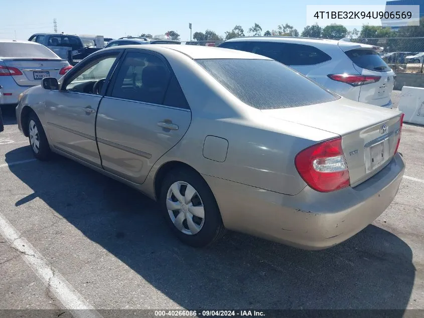 2004 Toyota Camry Le VIN: 4T1BE32K94U906569 Lot: 40266086