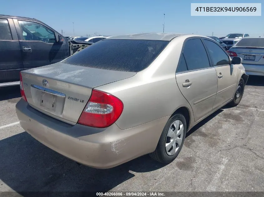 2004 Toyota Camry Le VIN: 4T1BE32K94U906569 Lot: 40266086