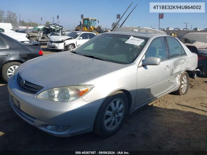 2004 Toyota Camry Xle VIN: 4T1BE32K94U864002 Lot: 40267057