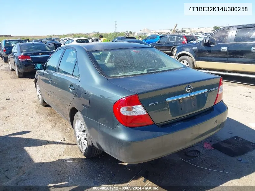 2004 Toyota Camry Le VIN: 4T1BE32K14U380258 Lot: 40281712