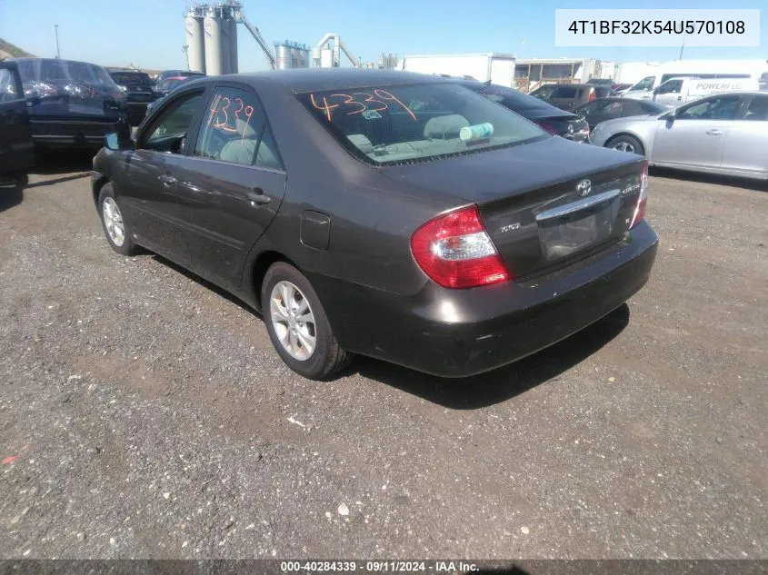 2004 Toyota Camry Le V6 VIN: 4T1BF32K54U570108 Lot: 40284339