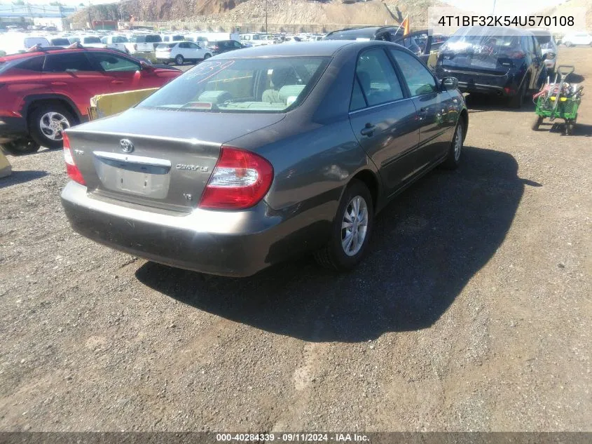 2004 Toyota Camry Le V6 VIN: 4T1BF32K54U570108 Lot: 40284339