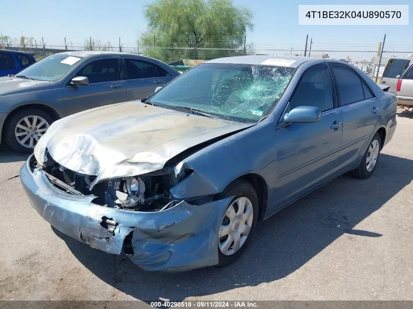 2004 Toyota Camry Le/Xle/Se VIN: 4T1BE32K04U890570 Lot: 40290518