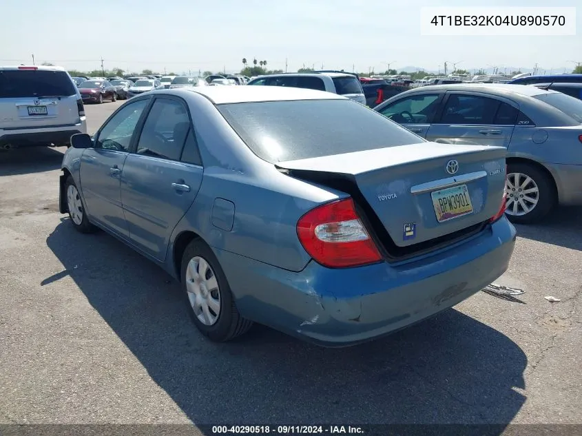 2004 Toyota Camry Le/Xle/Se VIN: 4T1BE32K04U890570 Lot: 40290518