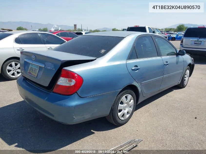 2004 Toyota Camry Le/Xle/Se VIN: 4T1BE32K04U890570 Lot: 40290518