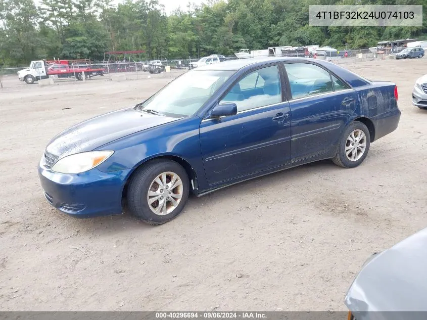 2004 Toyota Camry Le V6 VIN: 4T1BF32K24U074103 Lot: 40296694