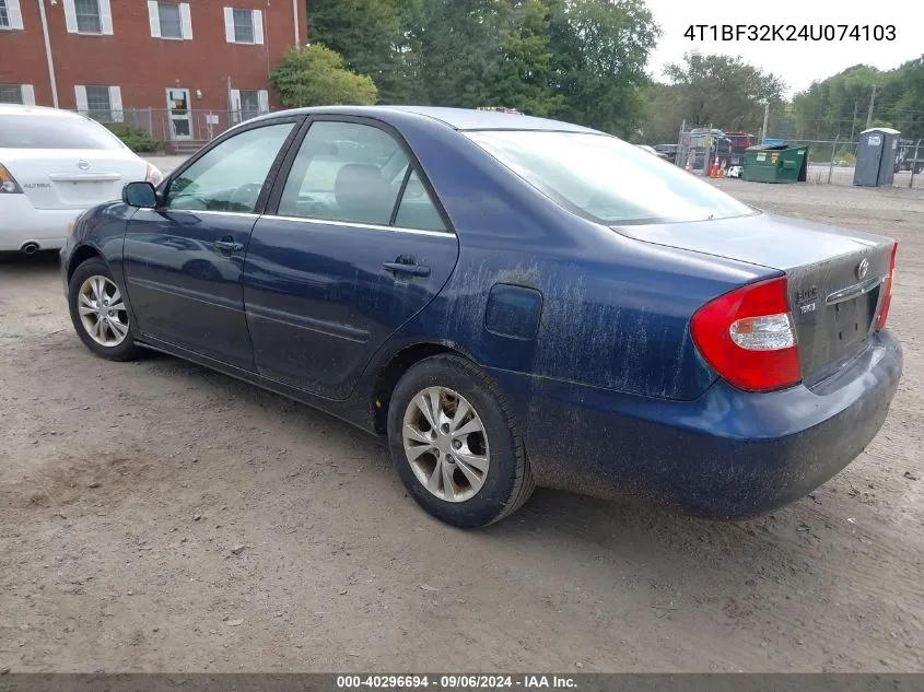 2004 Toyota Camry Le V6 VIN: 4T1BF32K24U074103 Lot: 40296694