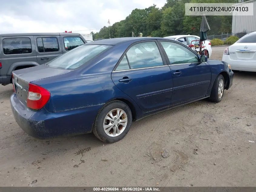 2004 Toyota Camry Le V6 VIN: 4T1BF32K24U074103 Lot: 40296694