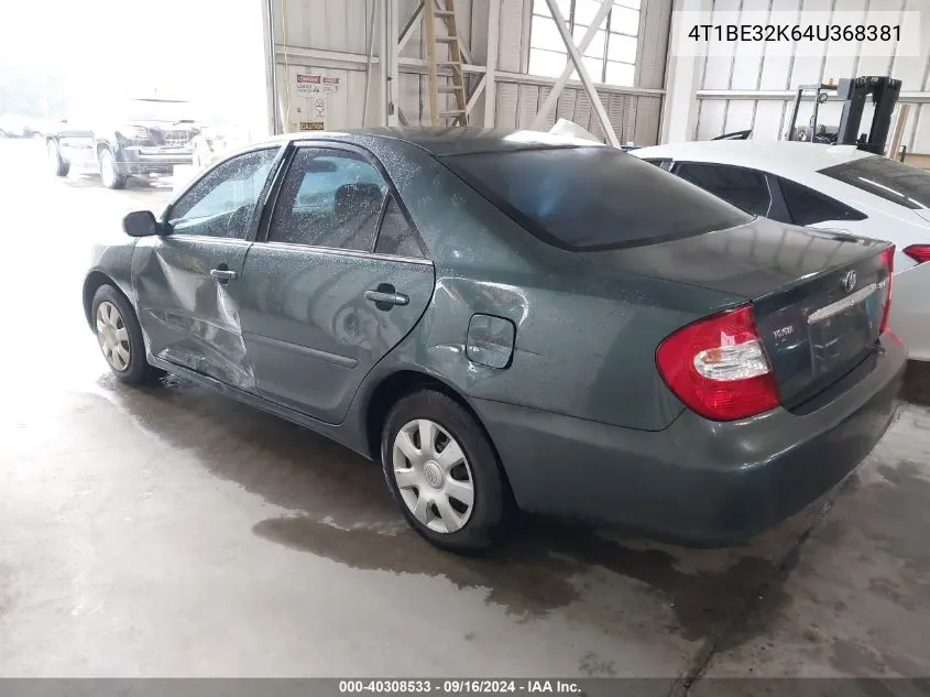 2004 Toyota Camry Le VIN: 4T1BE32K64U368381 Lot: 40308533