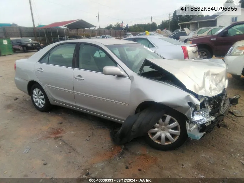 2004 Toyota Camry Le/Xle/Se VIN: 4T1BE32K84U796355 Lot: 40330393