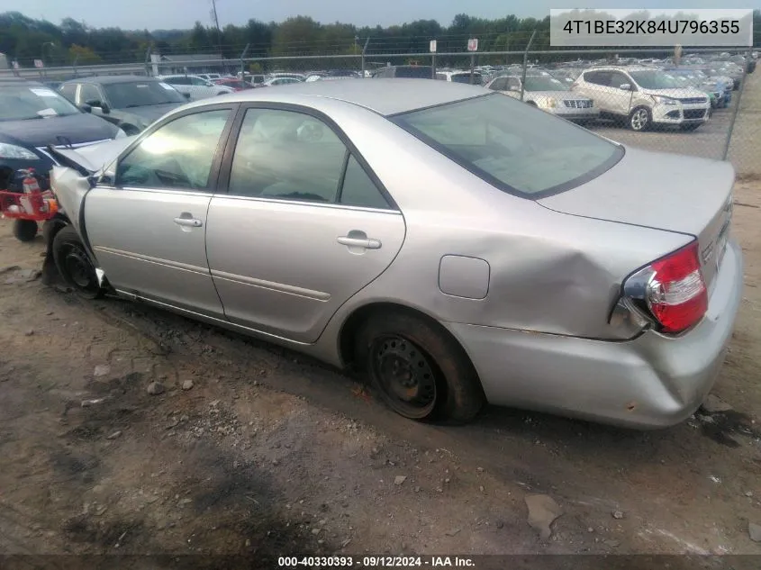 2004 Toyota Camry Le/Xle/Se VIN: 4T1BE32K84U796355 Lot: 40330393