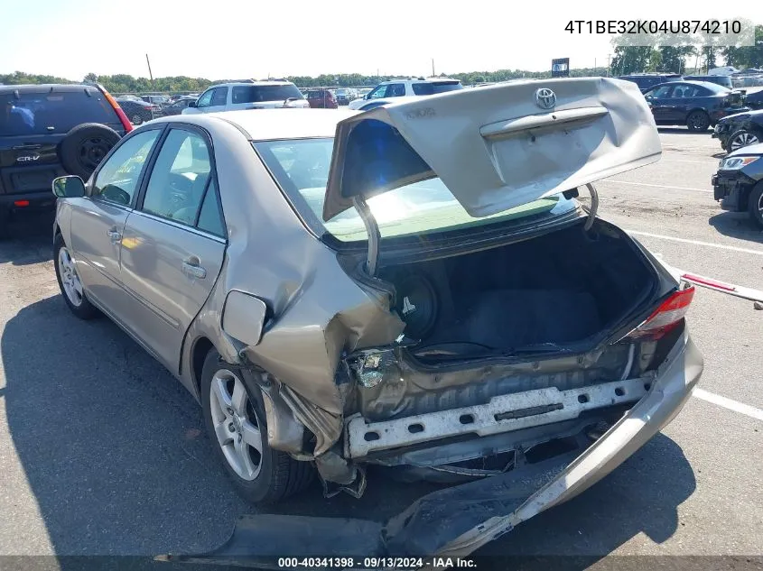 2004 Toyota Camry Le/Xle/Se VIN: 4T1BE32K04U874210 Lot: 40341398