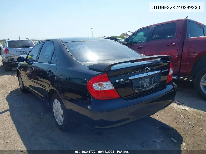 2004 Toyota Camry Le/Xle VIN: JTDBE32K740299230 Lot: 40341772