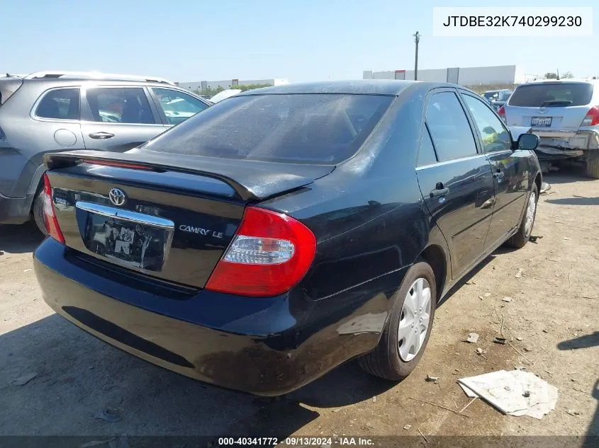 2004 Toyota Camry Le/Xle VIN: JTDBE32K740299230 Lot: 40341772