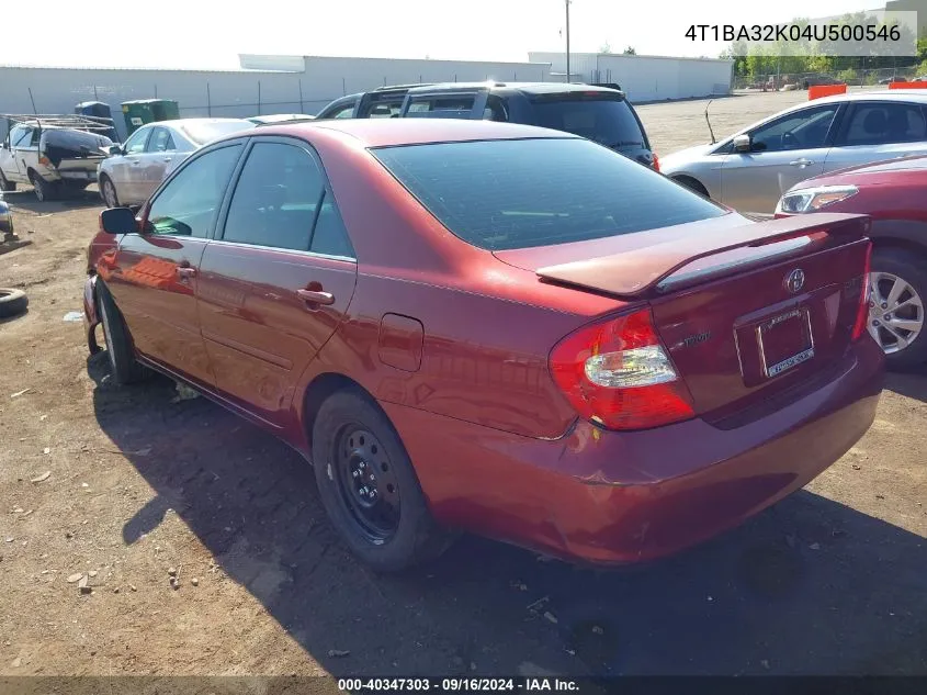 2004 Toyota Camry Se VIN: 4T1BA32K04U500546 Lot: 40347303