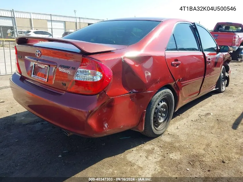 2004 Toyota Camry Se VIN: 4T1BA32K04U500546 Lot: 40347303