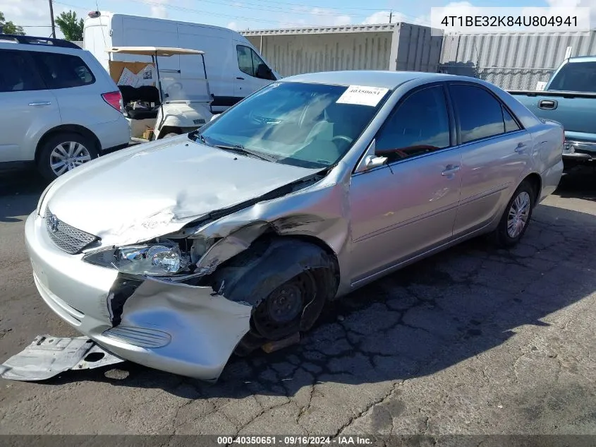 2004 Toyota Camry Le VIN: 4T1BE32K84U804941 Lot: 40350651