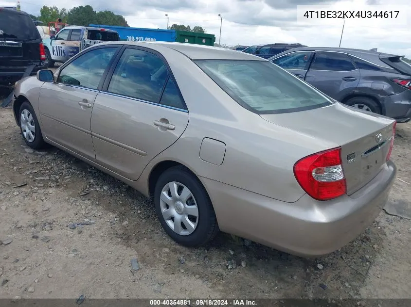 2004 Toyota Camry Le VIN: 4T1BE32KX4U344617 Lot: 40354881