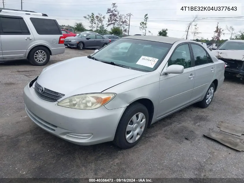 2004 Toyota Camry Le VIN: 4T1BE32K04U377643 Lot: 40356473