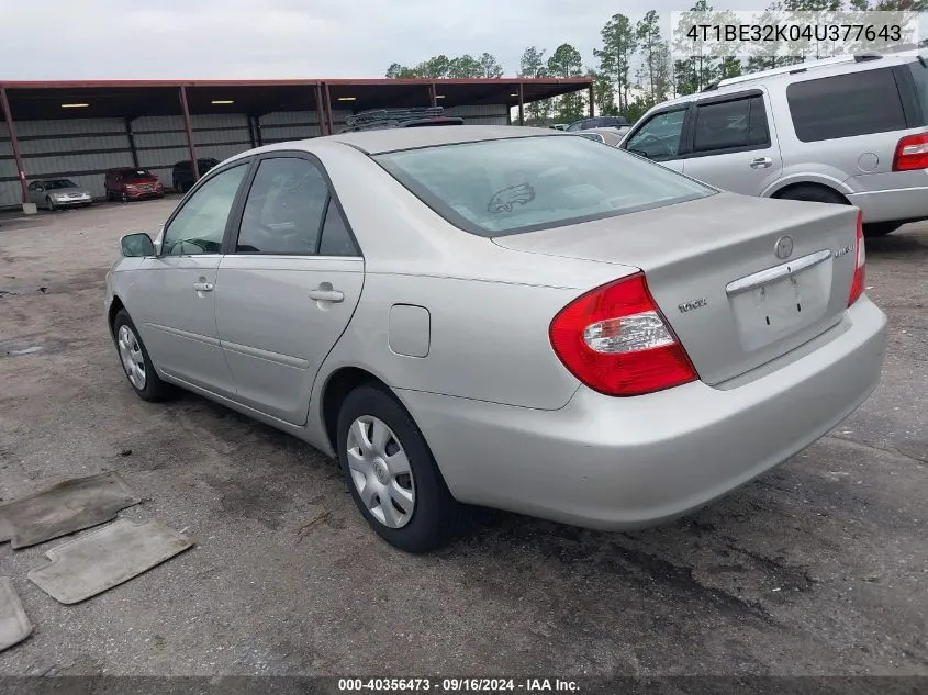 2004 Toyota Camry Le VIN: 4T1BE32K04U377643 Lot: 40356473