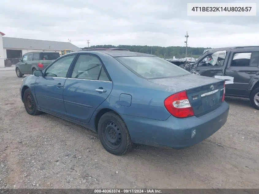 2004 Toyota Camry Le VIN: 4T1BE32K14U802657 Lot: 40363374