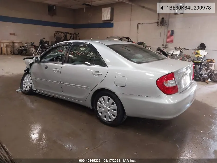 2004 Toyota Camry Xle VIN: 4T1BE30K84U290978 Lot: 40365233