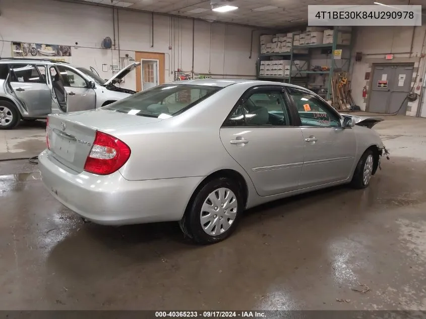 2004 Toyota Camry Xle VIN: 4T1BE30K84U290978 Lot: 40365233