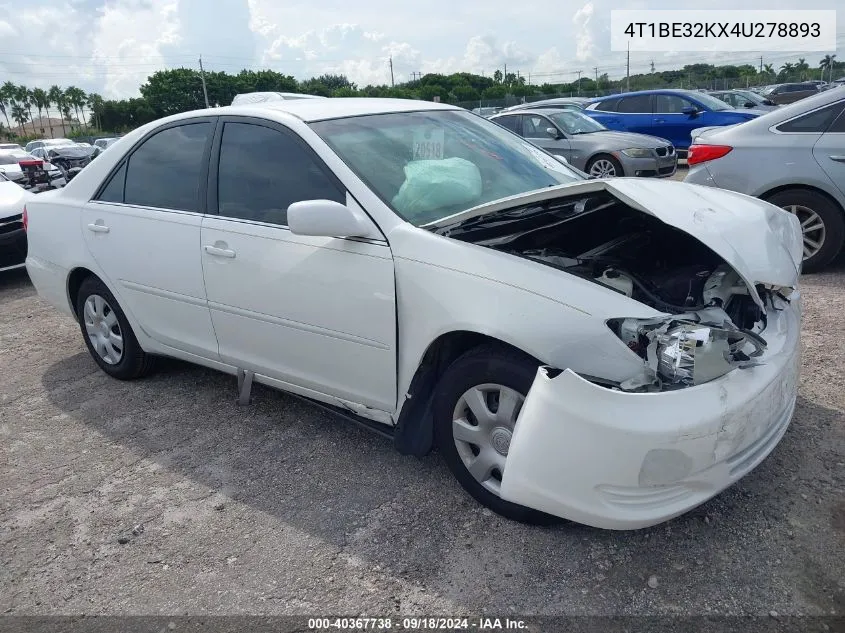 2004 Toyota Camry Le/Xle/Se VIN: 4T1BE32KX4U278893 Lot: 40367738