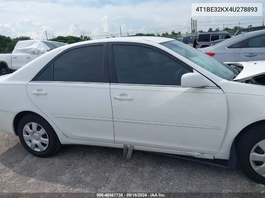 2004 Toyota Camry Le/Xle/Se VIN: 4T1BE32KX4U278893 Lot: 40367738