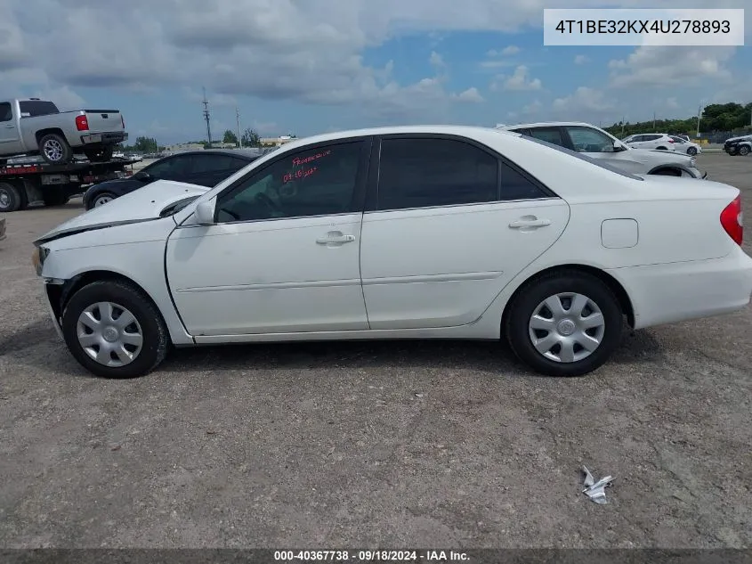 2004 Toyota Camry Le/Xle/Se VIN: 4T1BE32KX4U278893 Lot: 40367738