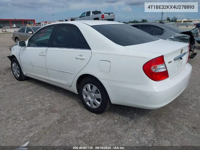 2004 Toyota Camry Le/Xle/Se VIN: 4T1BE32KX4U278893 Lot: 40367738