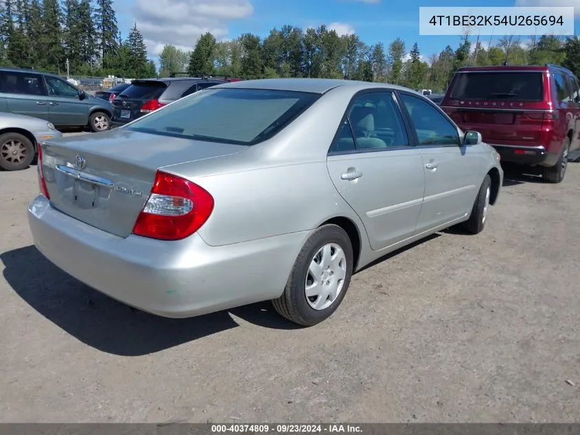 2004 Toyota Camry Le VIN: 4T1BE32K54U265694 Lot: 40374809