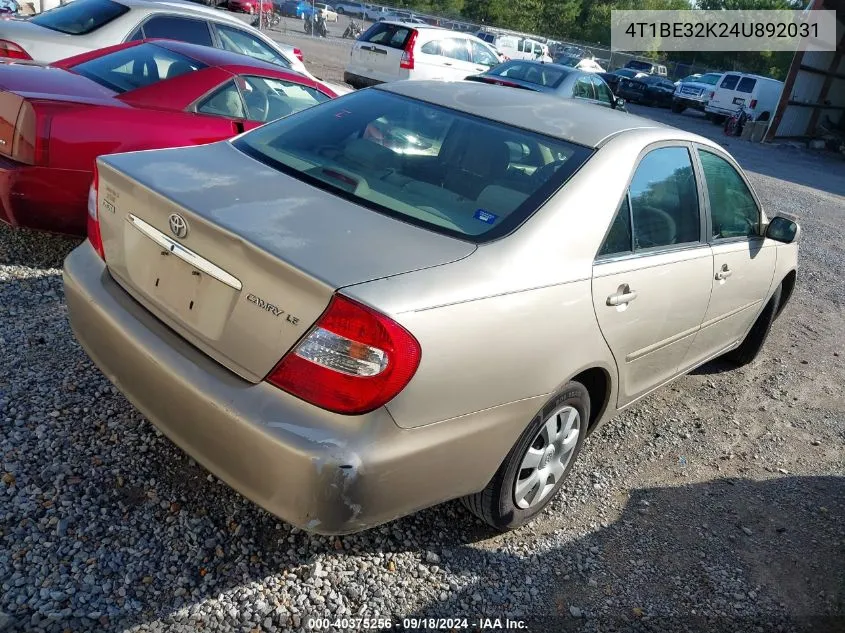 4T1BE32K24U892031 2004 Toyota Camry Le