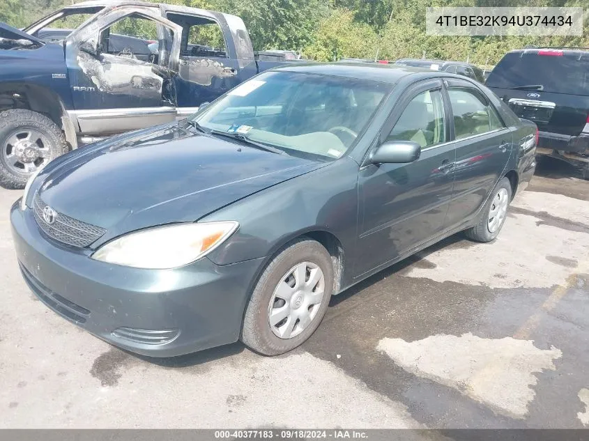 2004 Toyota Camry Le VIN: 4T1BE32K94U374434 Lot: 40377183