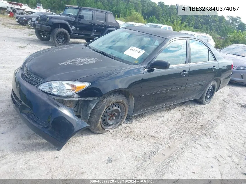 2004 Toyota Camry Le VIN: 4T1BE32K84U374067 Lot: 40377720