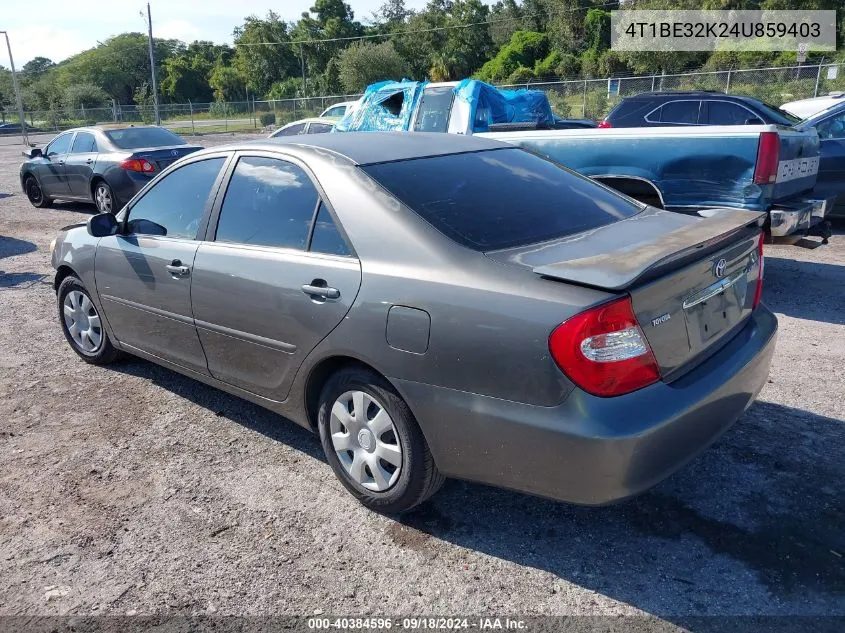 2004 Toyota Camry Le VIN: 4T1BE32K24U859403 Lot: 40384596