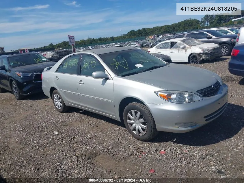 2004 Toyota Camry Le VIN: 4T1BE32K24U818205 Lot: 40396792