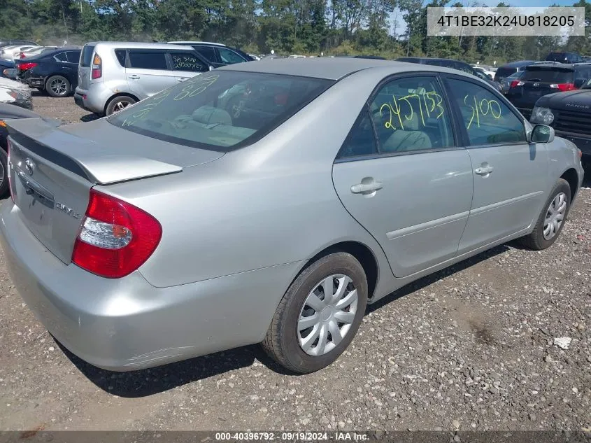 2004 Toyota Camry Le VIN: 4T1BE32K24U818205 Lot: 40396792