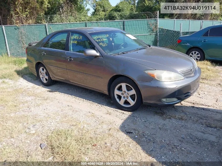 2004 Toyota Camry Se V6 VIN: 4T1BA32K94U019114 Lot: 40401629