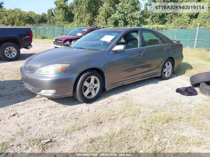 2004 Toyota Camry Se V6 VIN: 4T1BA32K94U019114 Lot: 40401629