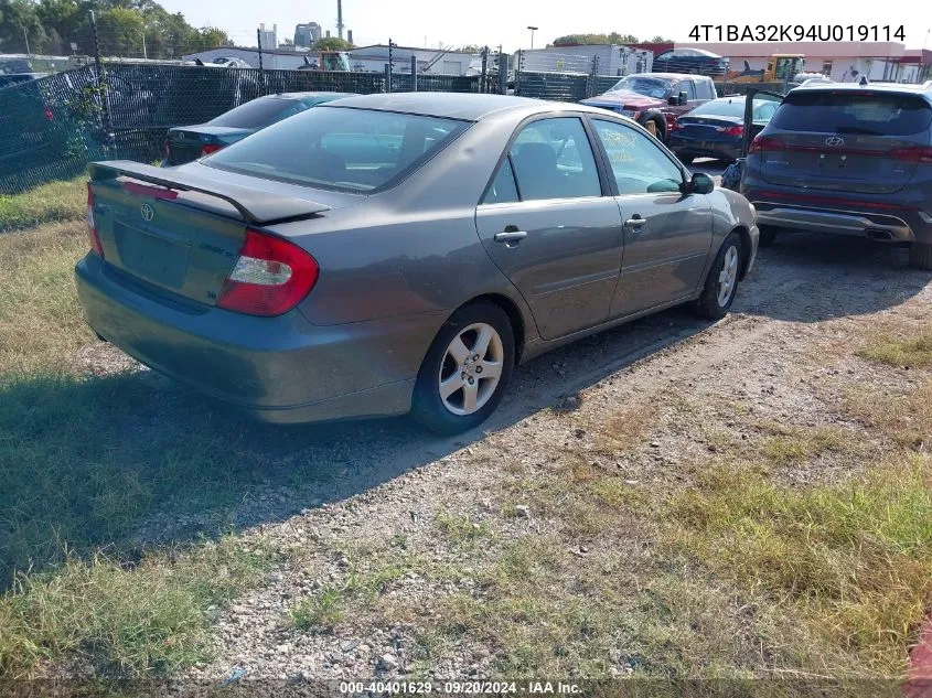 2004 Toyota Camry Se V6 VIN: 4T1BA32K94U019114 Lot: 40401629