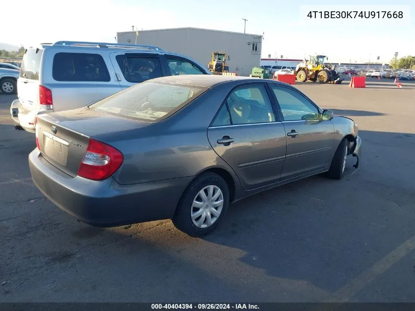 2004 Toyota Camry Le VIN: 4T1BE30K74U917668 Lot: 40404394