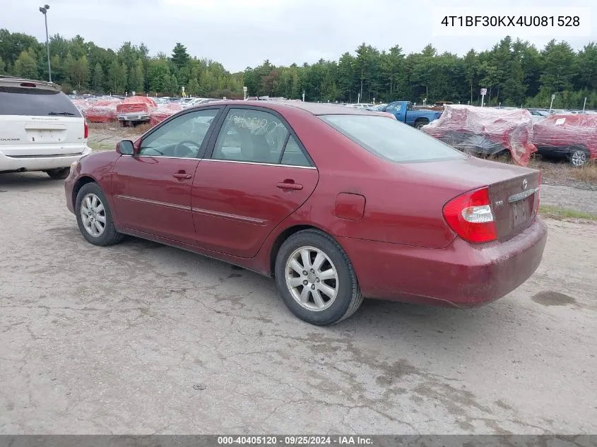 2004 Toyota Camry Xle V6 VIN: 4T1BF30KX4U081528 Lot: 40405120