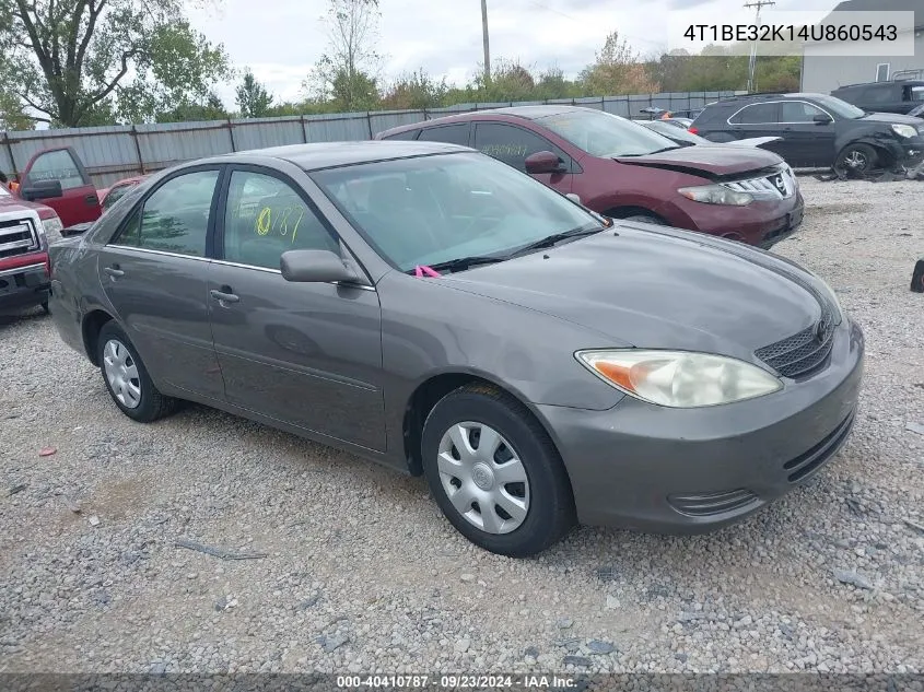 2004 Toyota Camry Le VIN: 4T1BE32K14U860543 Lot: 40410787