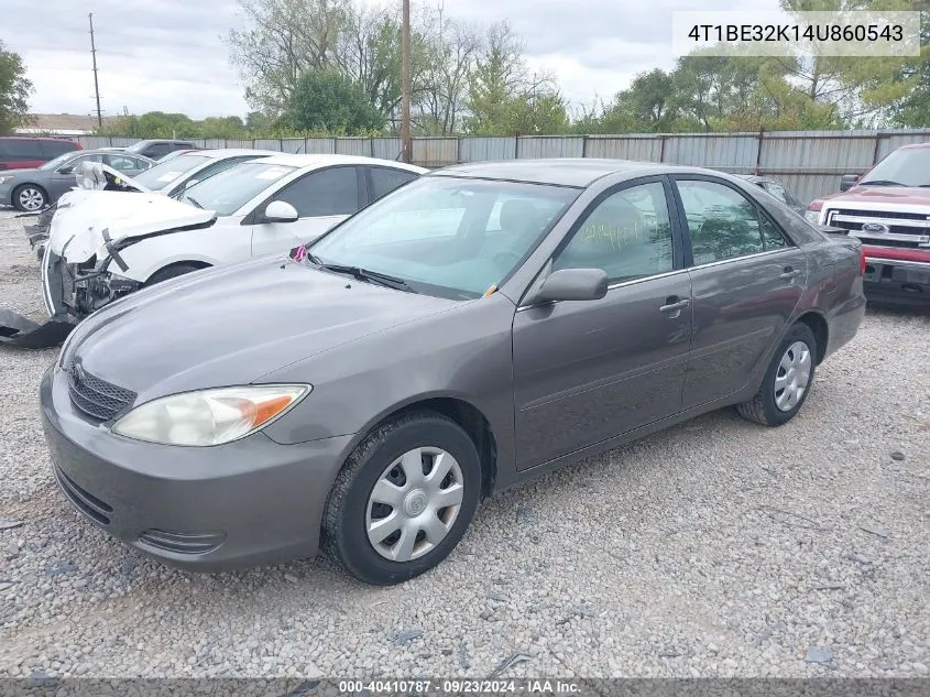 2004 Toyota Camry Le VIN: 4T1BE32K14U860543 Lot: 40410787