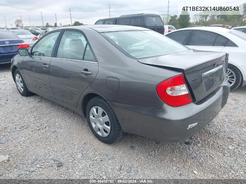 2004 Toyota Camry Le VIN: 4T1BE32K14U860543 Lot: 40410787