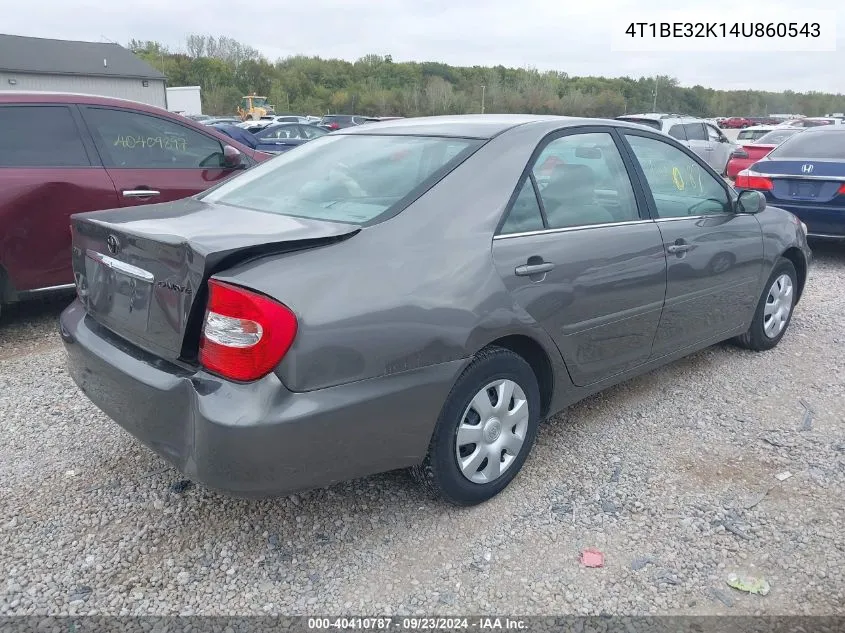 2004 Toyota Camry Le VIN: 4T1BE32K14U860543 Lot: 40410787